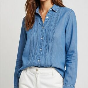 Ralph Lauren Women's Denim Blue Button-Down Shirt